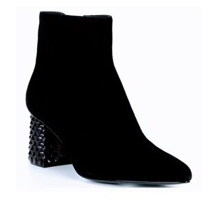 Antonio Melani Suede Lucite Block Heel Booties